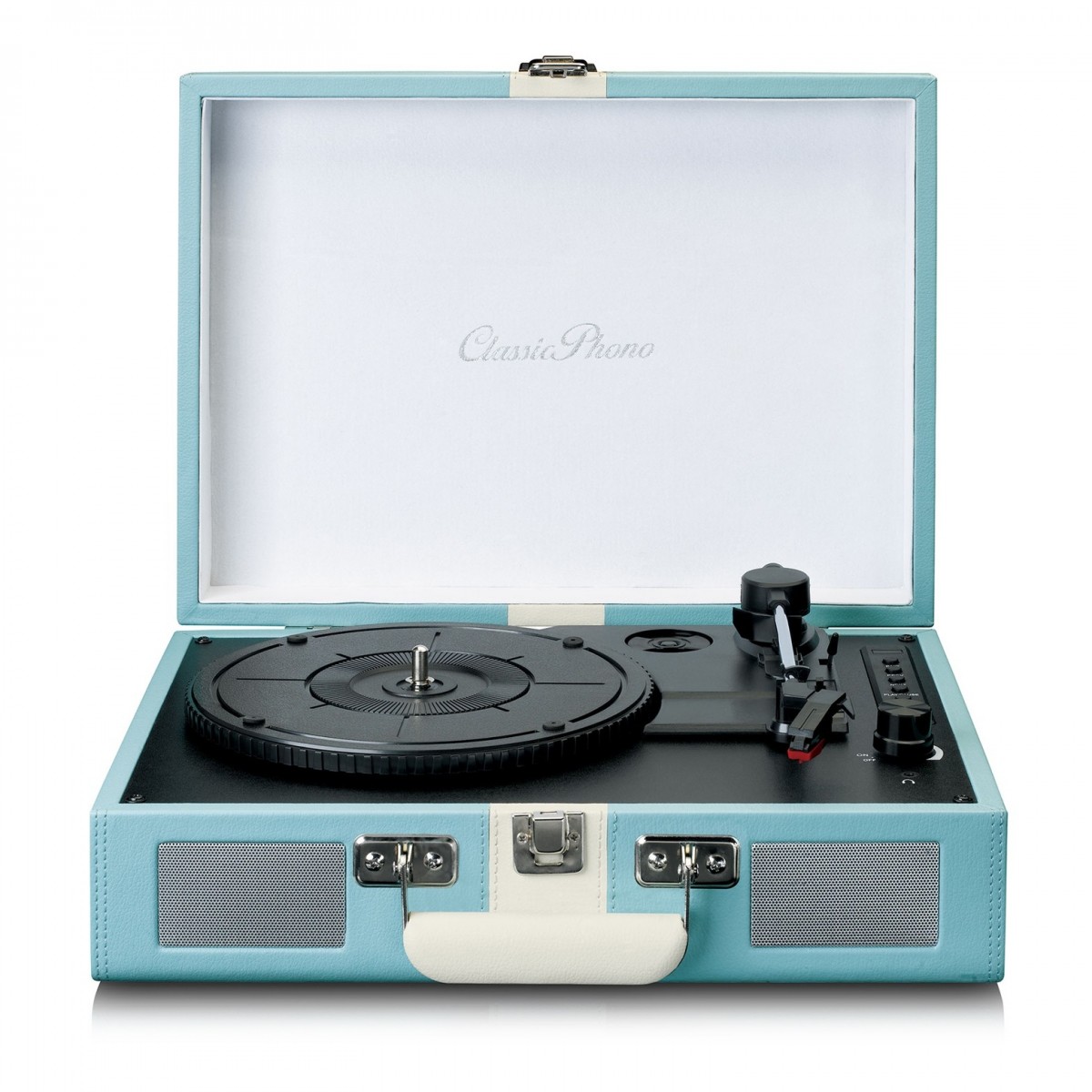 Lenco TT-110 Suitcase Turntable with BT and Built-In Speakers, Blue
