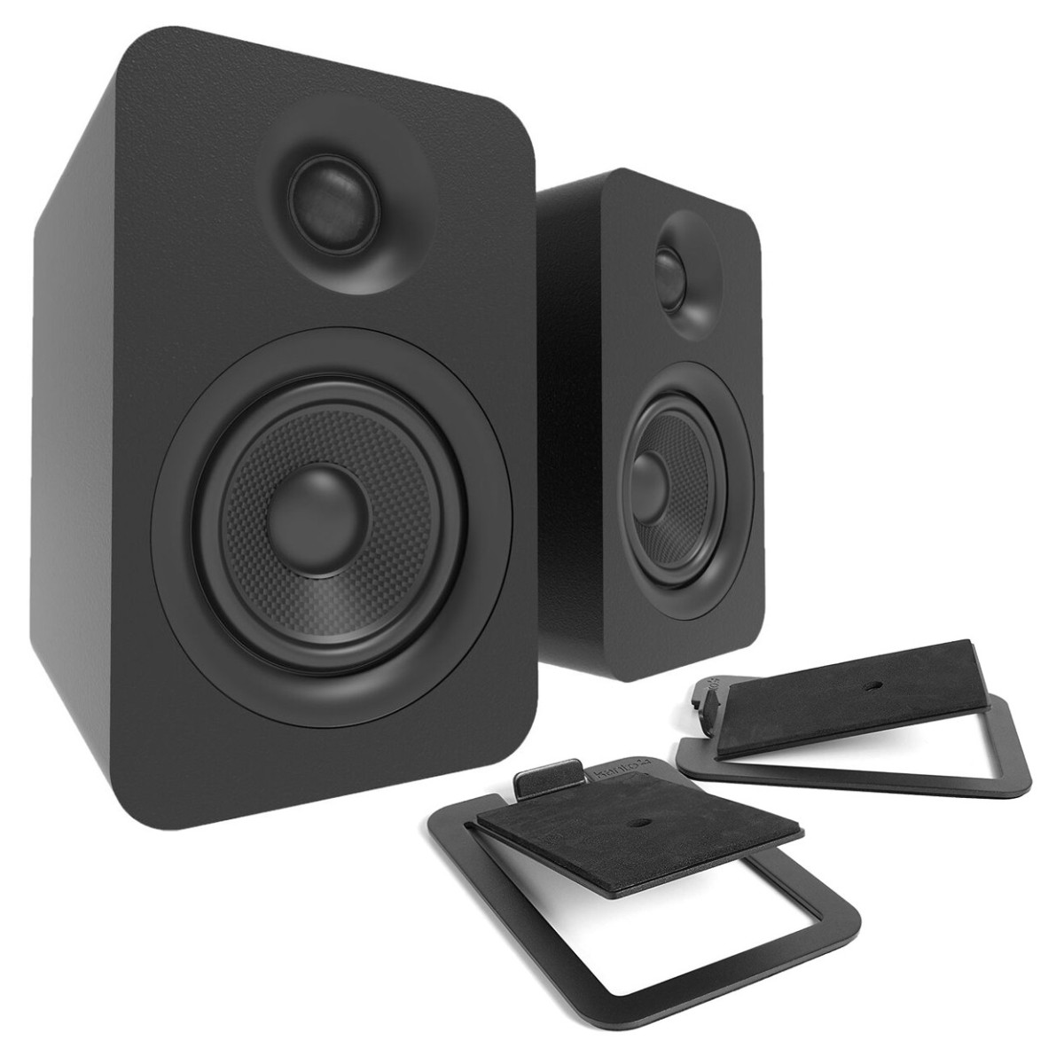 Kanto YU Passive 4'' Bookshelf Speakers with S4 Tilted Stands, Matte Black