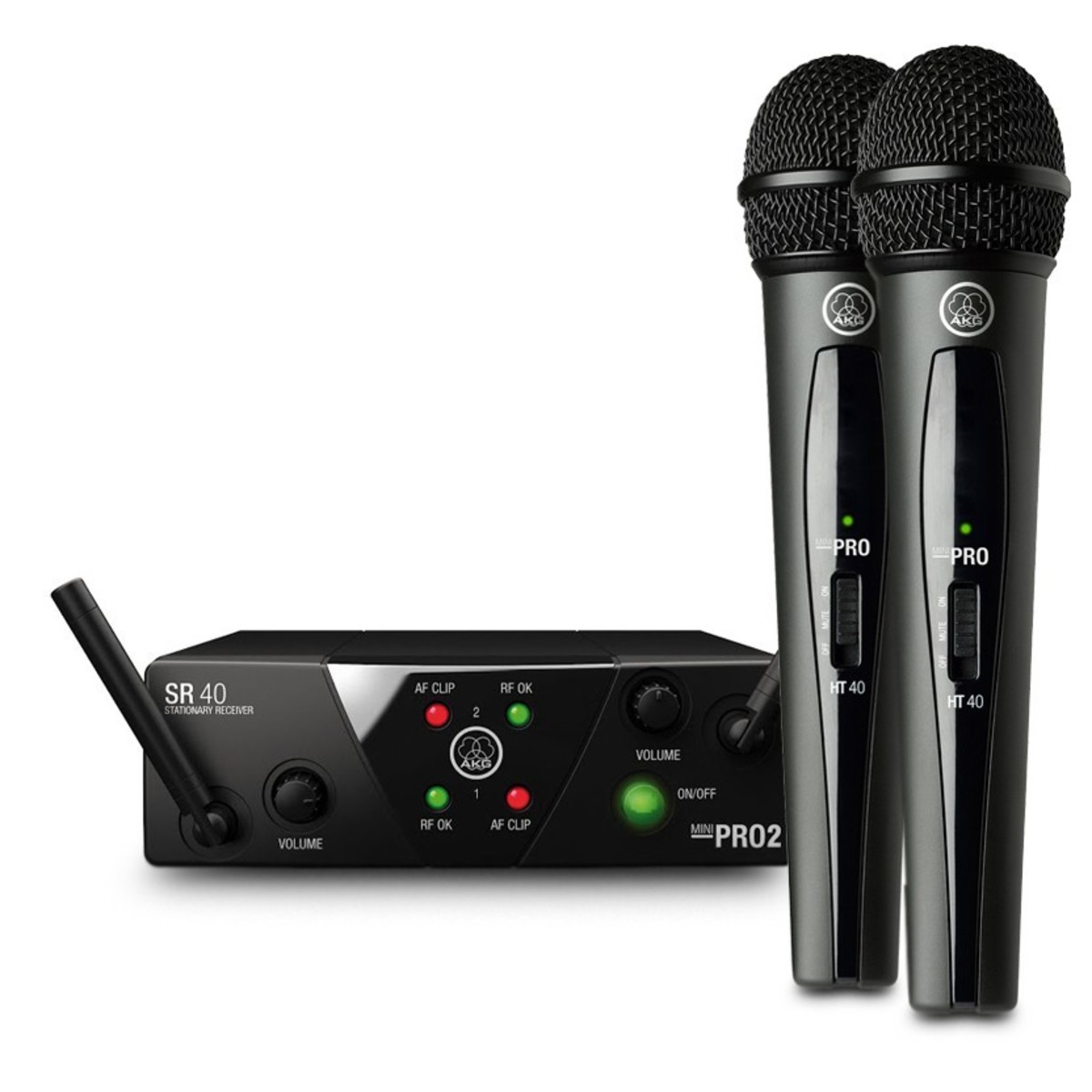 AKG WMS40 Mini Dual Wireless Vocal Microphone System, ISM 2/3