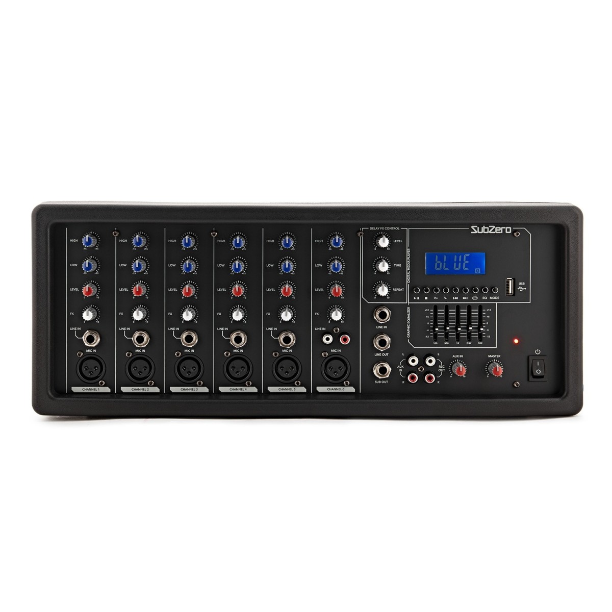 SubZero SZ-PMIX6 6 Channel Powered Mixer with Digital Media Player