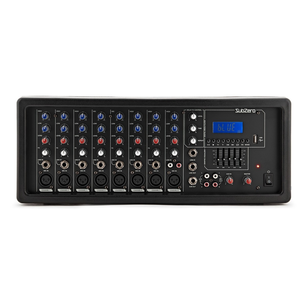 SubZero SZ-PMIX8 8 Channel Powered Mixer with Digital Media Player