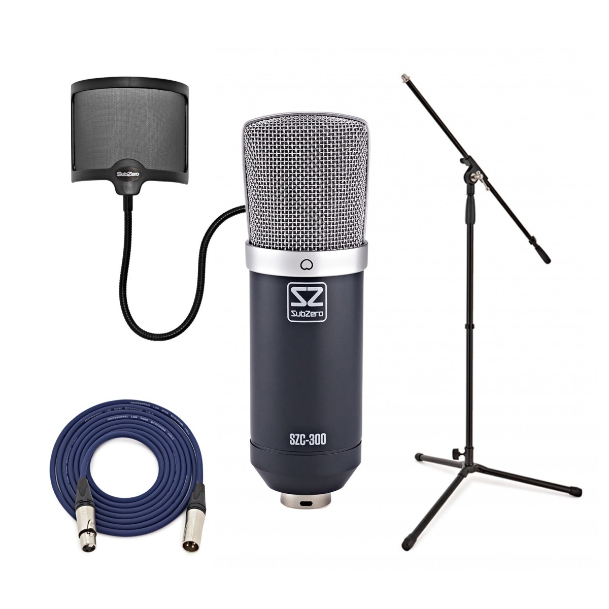 SubZero SZC-300 Condenser Microphone, Studio Stand Pack