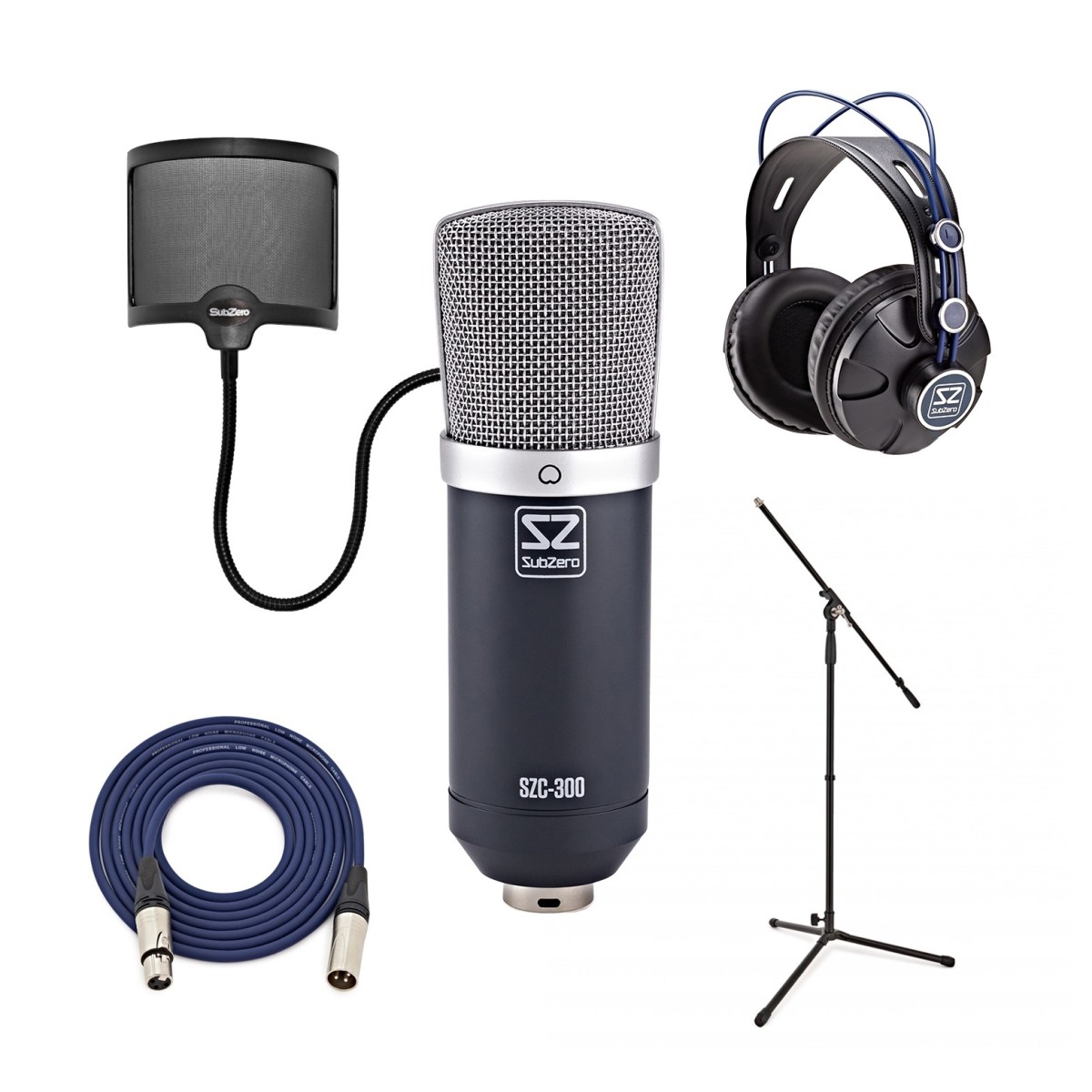SubZero SZC-300 Condenser Microphone, Studio Recording Pack