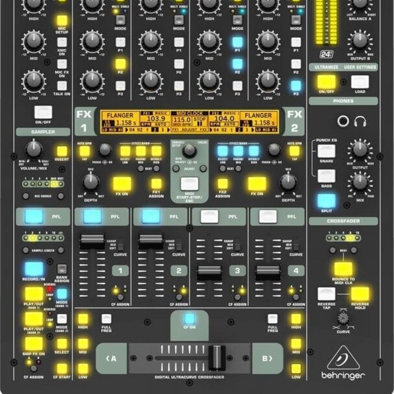 2010s Behringer DDM4000 Pro 5ch DJ Mixer w Sampler & 4x FX...