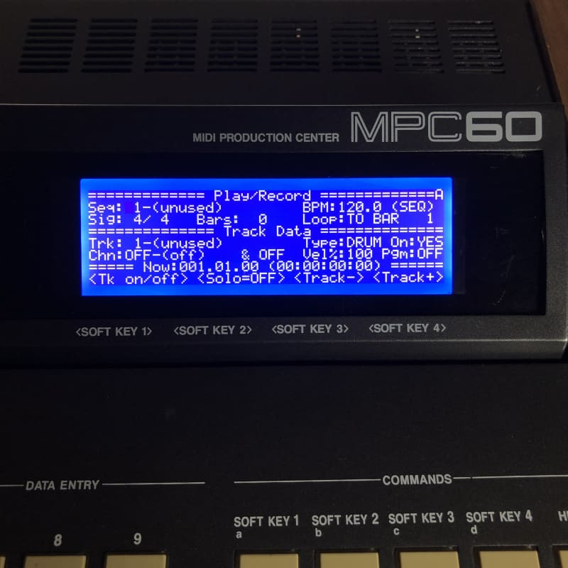 2020 Akai Akai MPC60 MK1 mkI White Fonts Blue Background
