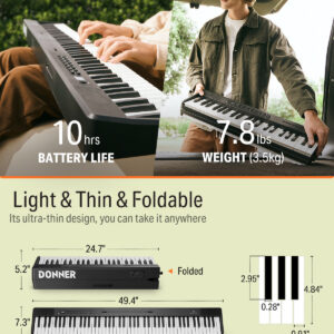 Donner DP-10 Foldable Semi-Weighted Digital Piano - Image 4