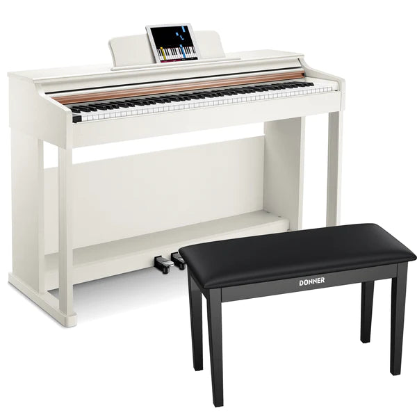 Donner DDP-100 Digital Piano - White / Black Piano+Two-Seater Bench