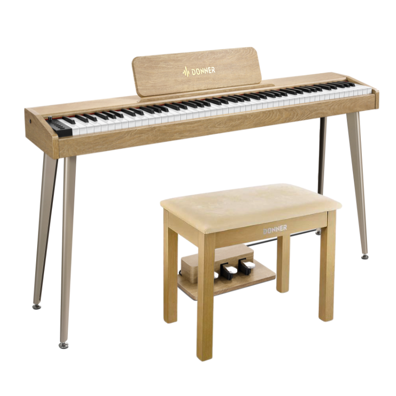 Donner DDP-60 Semi-Weighted Digital Piano - Natural / Piano+Beige Bench