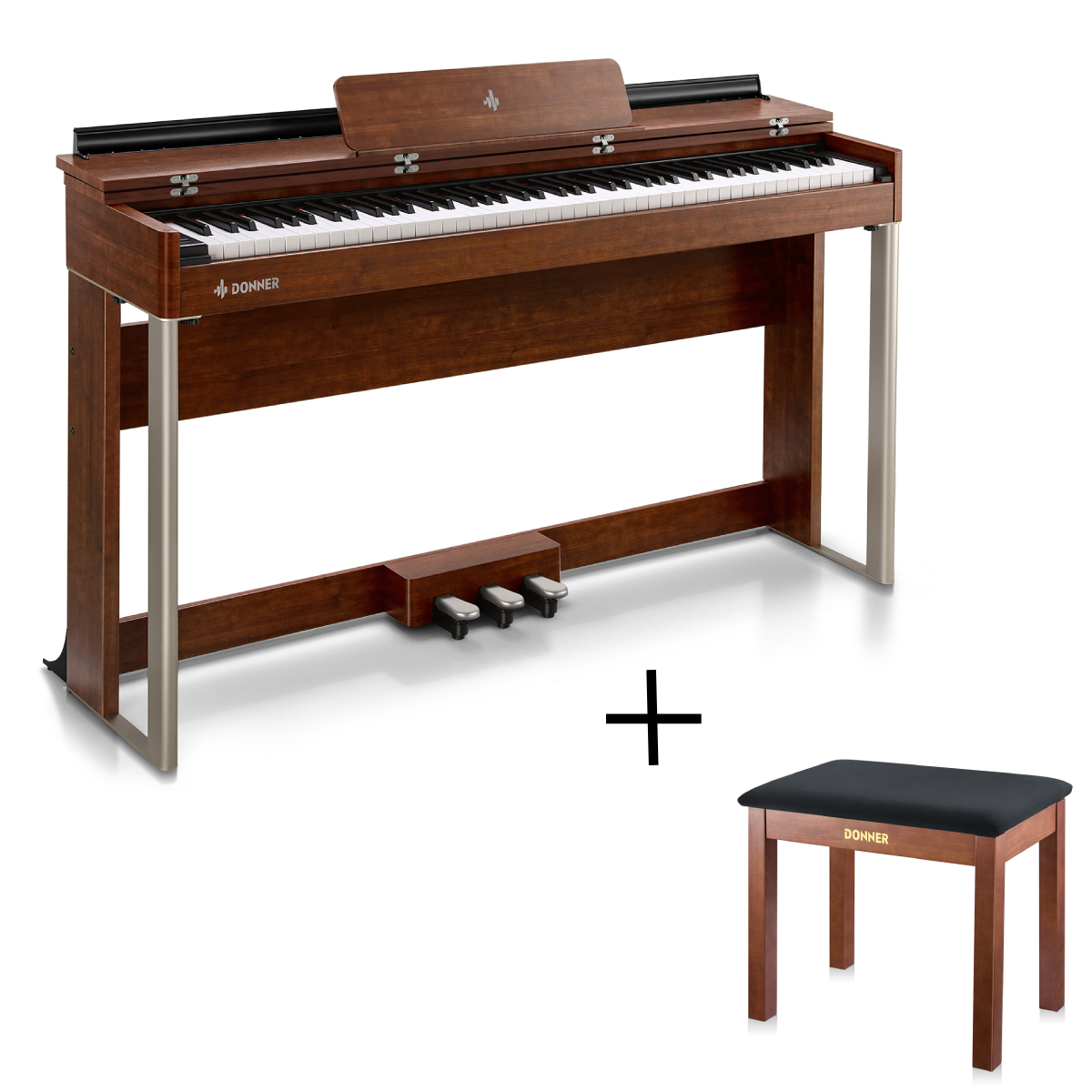 Donner DDP-200 Upright Digital Piano - DDP-200 MK2 (Sound Upgrade) / Piano+Brown Bench