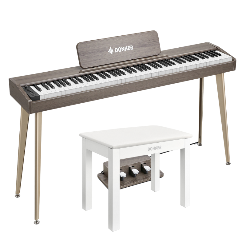 Donner DDP-60 Semi-Weighted Digital Piano - Grey / Piano+White Bench