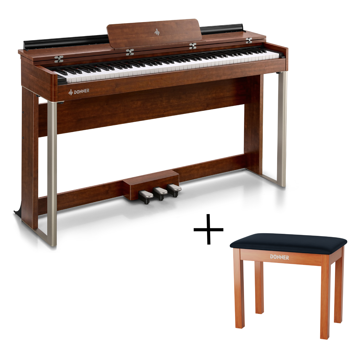 Donner DDP-200 Upright Digital Piano - DDP-200 MK2 (Sound Upgrade) / Piano+ Wooden Bench