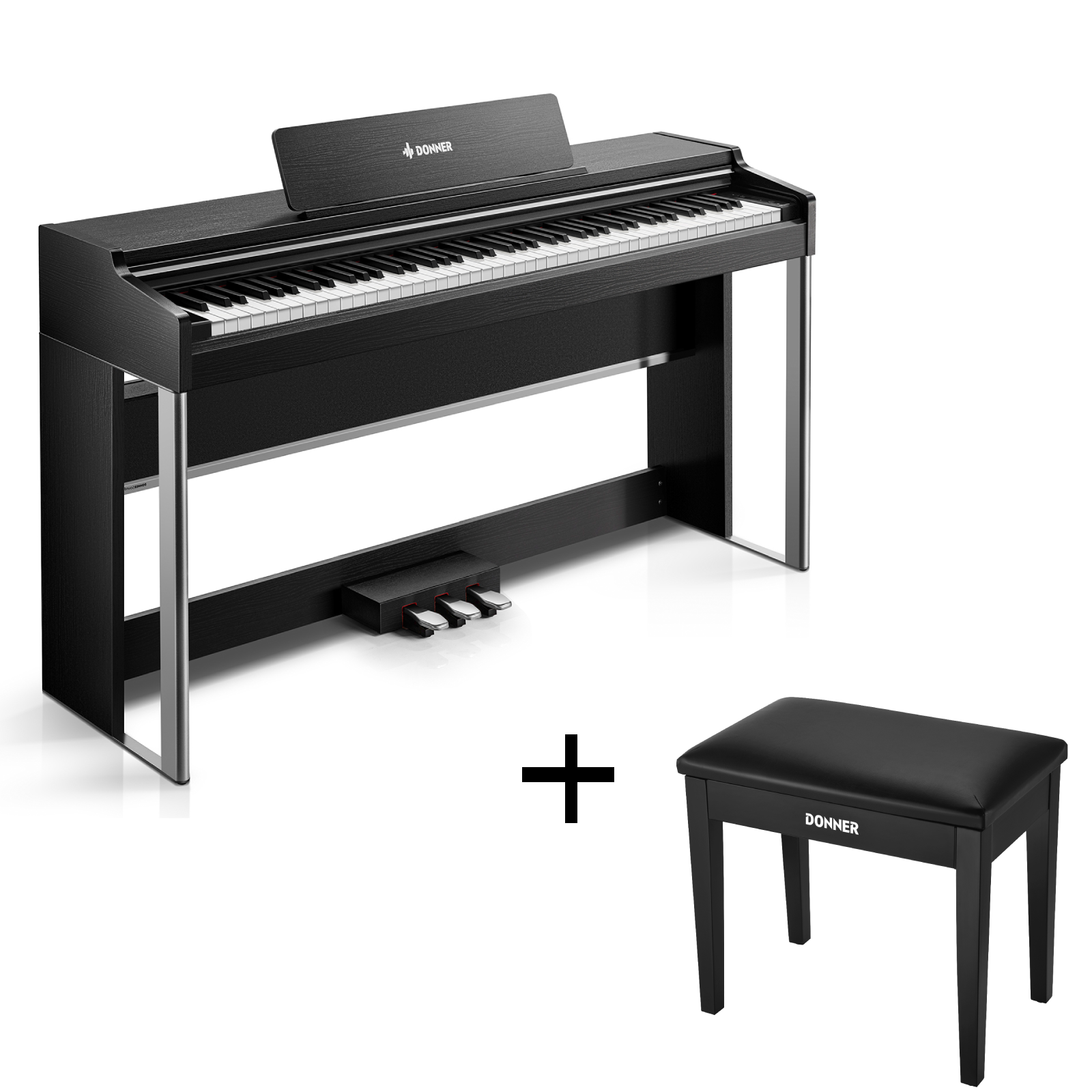 Donner DDP-200 PRO Graded Hammer-Action Digital Piano - Piano+Black Bench