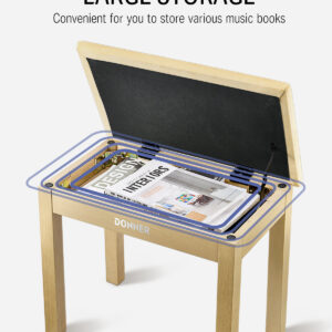 Donner Light Wood Color Piano Bench - Image 3