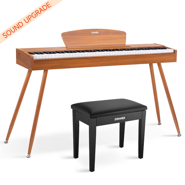 Donner DDP-80 Wooden Style Weighted Digital Piano - Natural Sound Upgrade / Piano & Black Bench