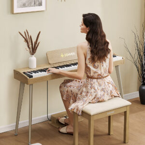 Donner Light Wood Color Piano Bench - Image 2