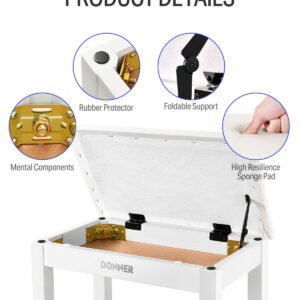 Donner DKB-10 Solid Wood Color Piano Bench - Image 3