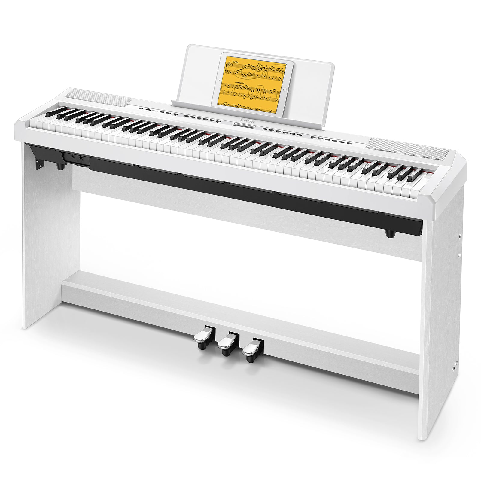 Donner DEP-20 Portable Weighted Digital Piano with Stand - White / Piano