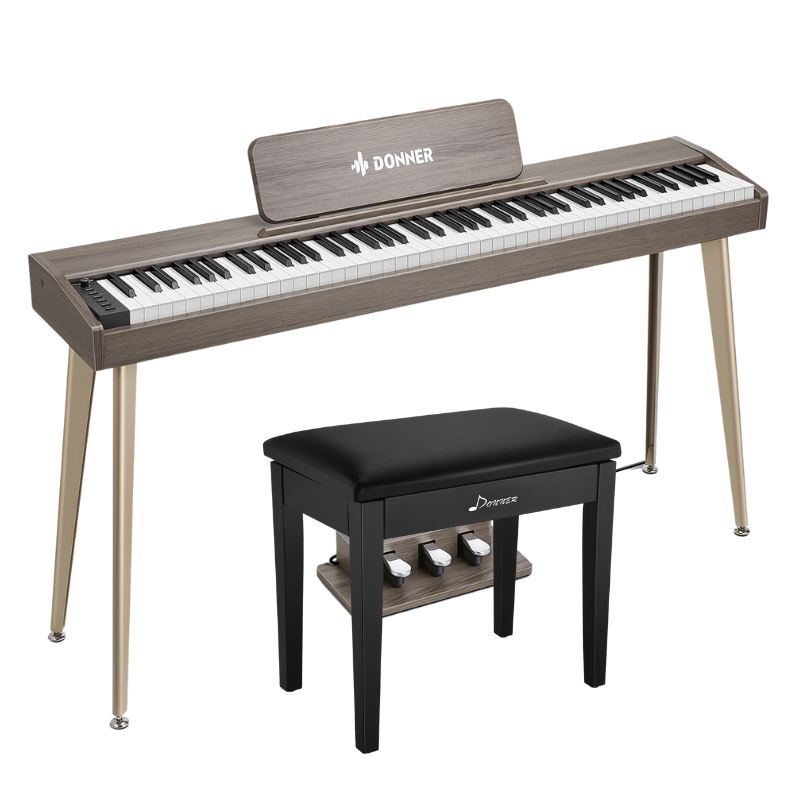 Donner DDP-60 Semi-Weighted Digital Piano - Grey / Piano+Black Bench