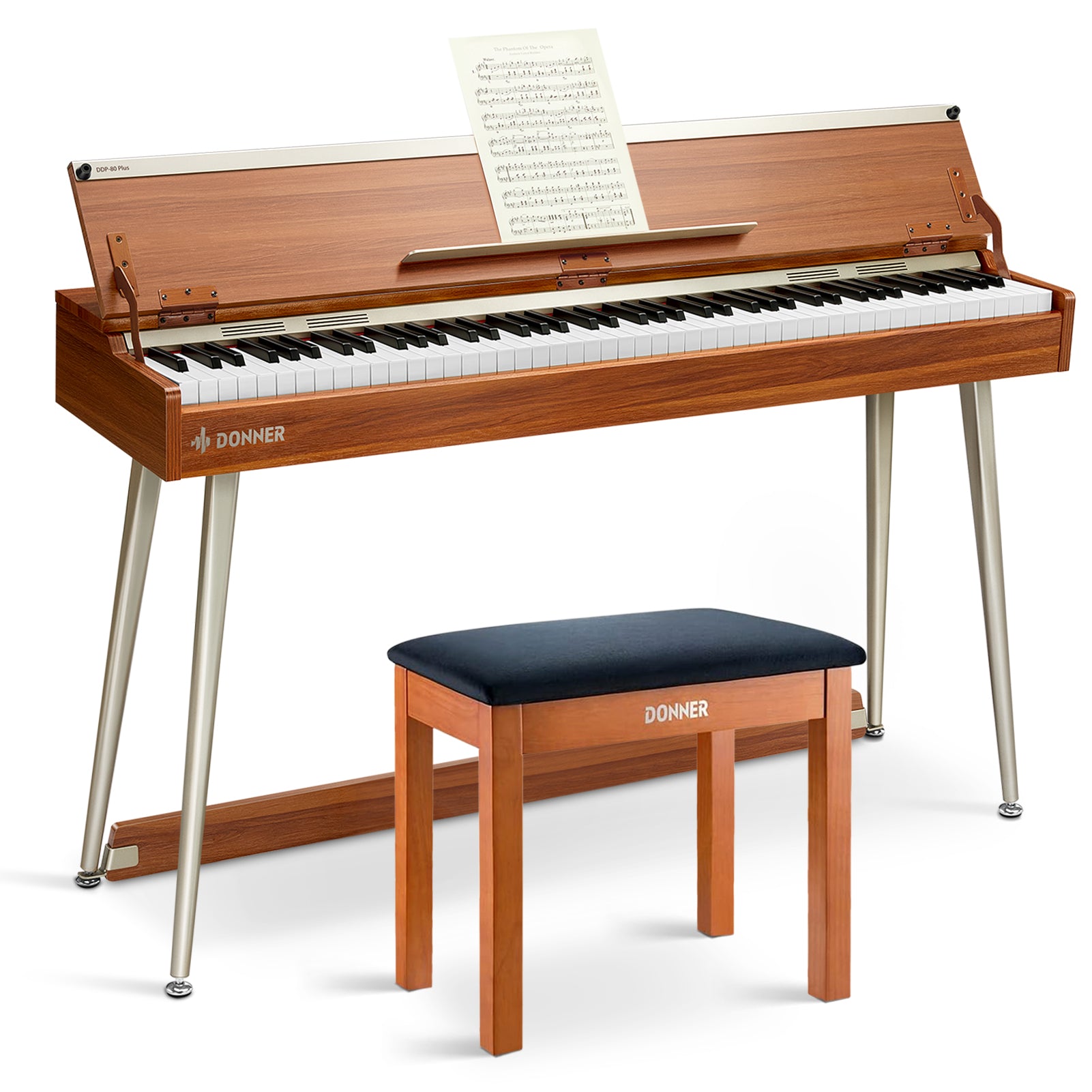 【Pre-Sale】Donner DDP-80 PLUS Weighted Digital Piano （Ship before 1st Feb.） - Piano+Wooden Bench