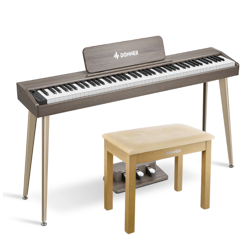 Donner DDP-60 Semi-Weighted Digital Piano - Grey / Piano+Beige Bench