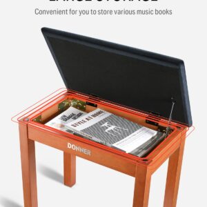 Donner Solid Wood Color Piano Bench - Image 2