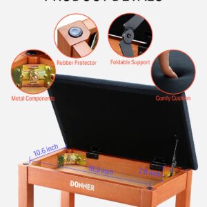 Donner Solid Wood Color Piano Bench - Image 3