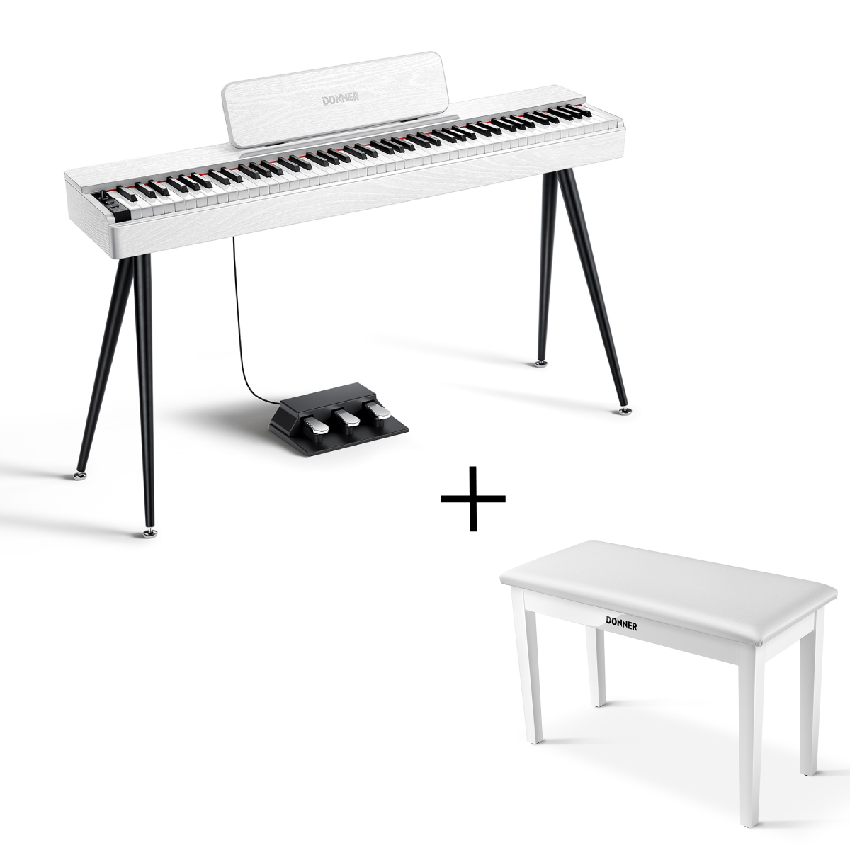 Donner OURA™ S100 Home Digital Piano - White / Piano+Two-Seater Bench