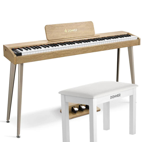 Donner DDP-60 Semi-Weighted Digital Piano - Natural / Piano+White Bench