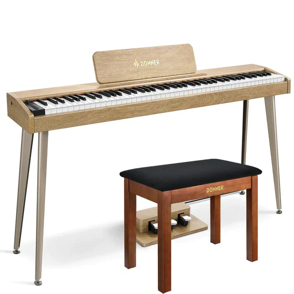 Donner DDP-60 Semi-Weighted Digital Piano - Natural / Piano+Brown Bench