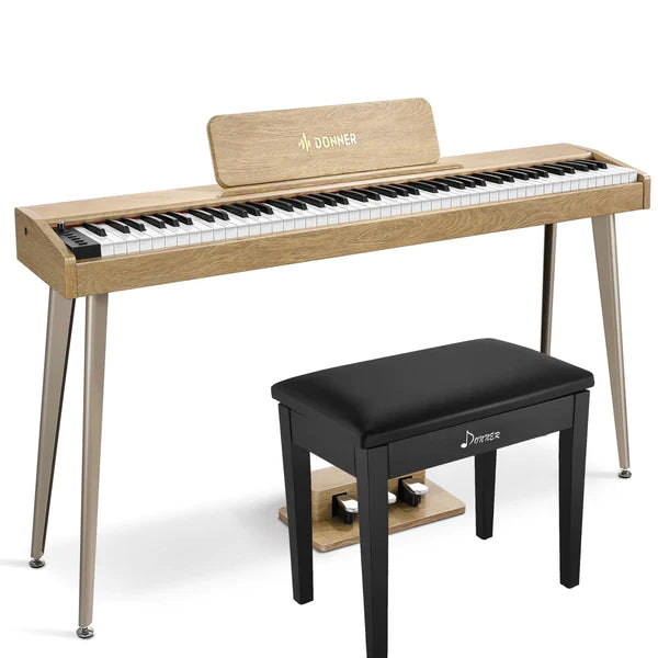 Donner DDP-60 Semi-Weighted Digital Piano - Natural / Piano+Black Bench