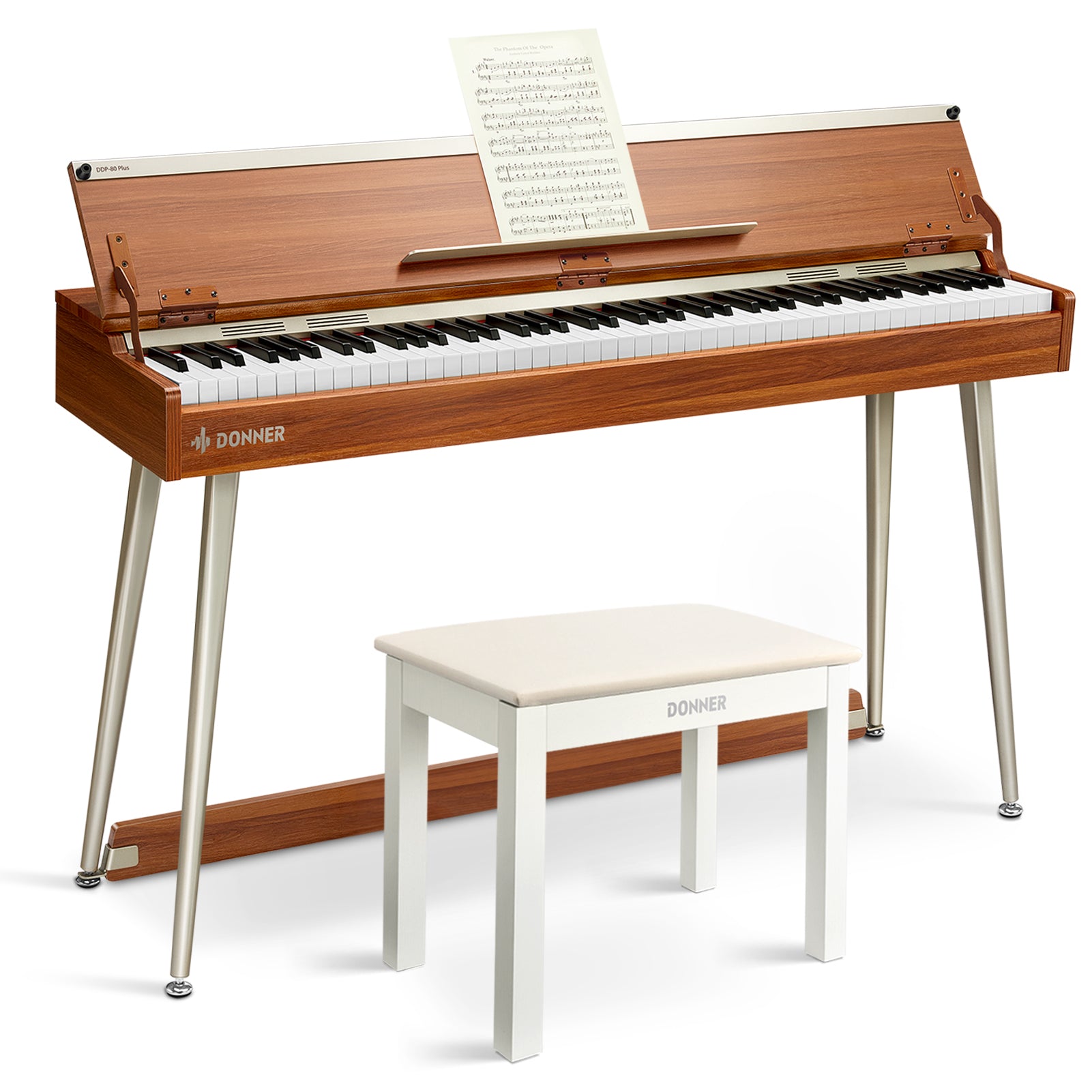 【Pre-Sale】Donner DDP-80 PLUS Weighted Digital Piano （Ship before 1st Feb.） - Piano+White Bench
