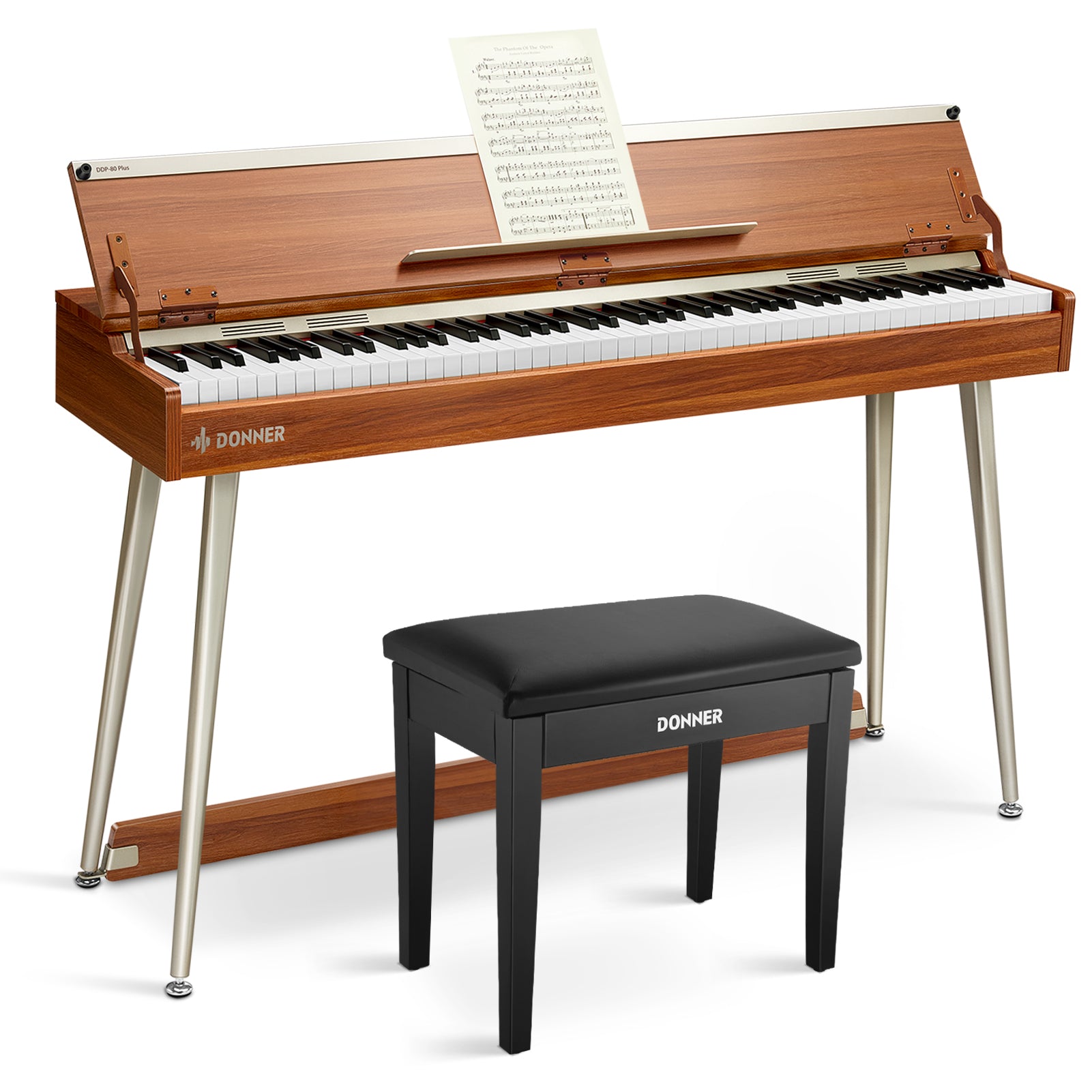 【Pre-Sale】Donner DDP-80 PLUS Weighted Digital Piano （Ship before 1st Feb.） - Piano+Black Bench