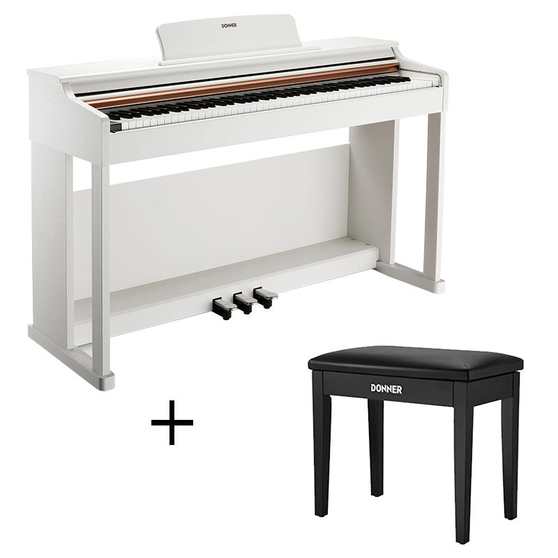Donner DDP-100 Digital Piano - White / Piano+Black Bench