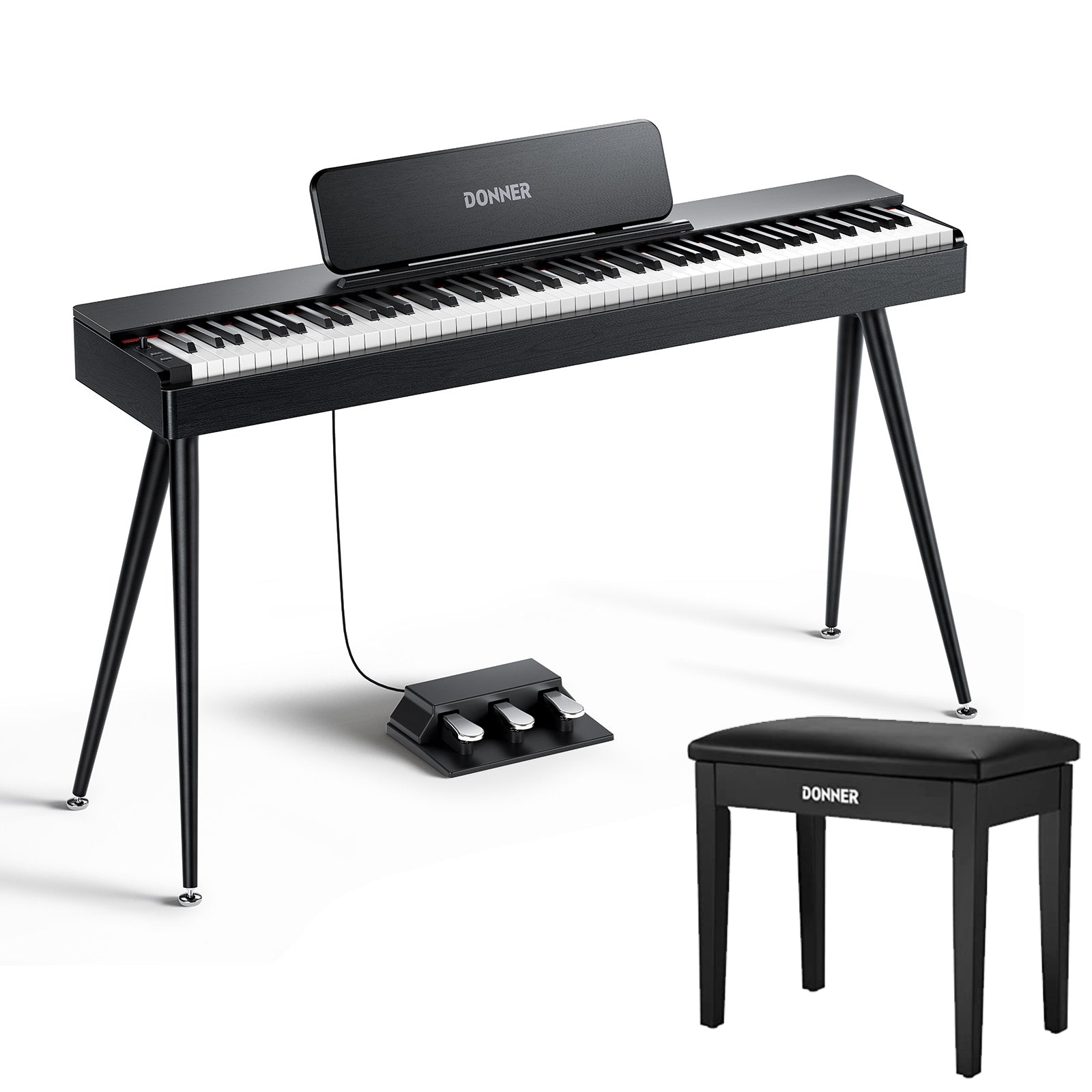 Donner OURA™ S100 Home Digital Piano - Black / Piano+Black/White Bench