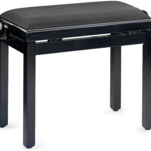 Stagg Rise & Fall Piano Stool with Velvet Top in Polished Black - Image 2