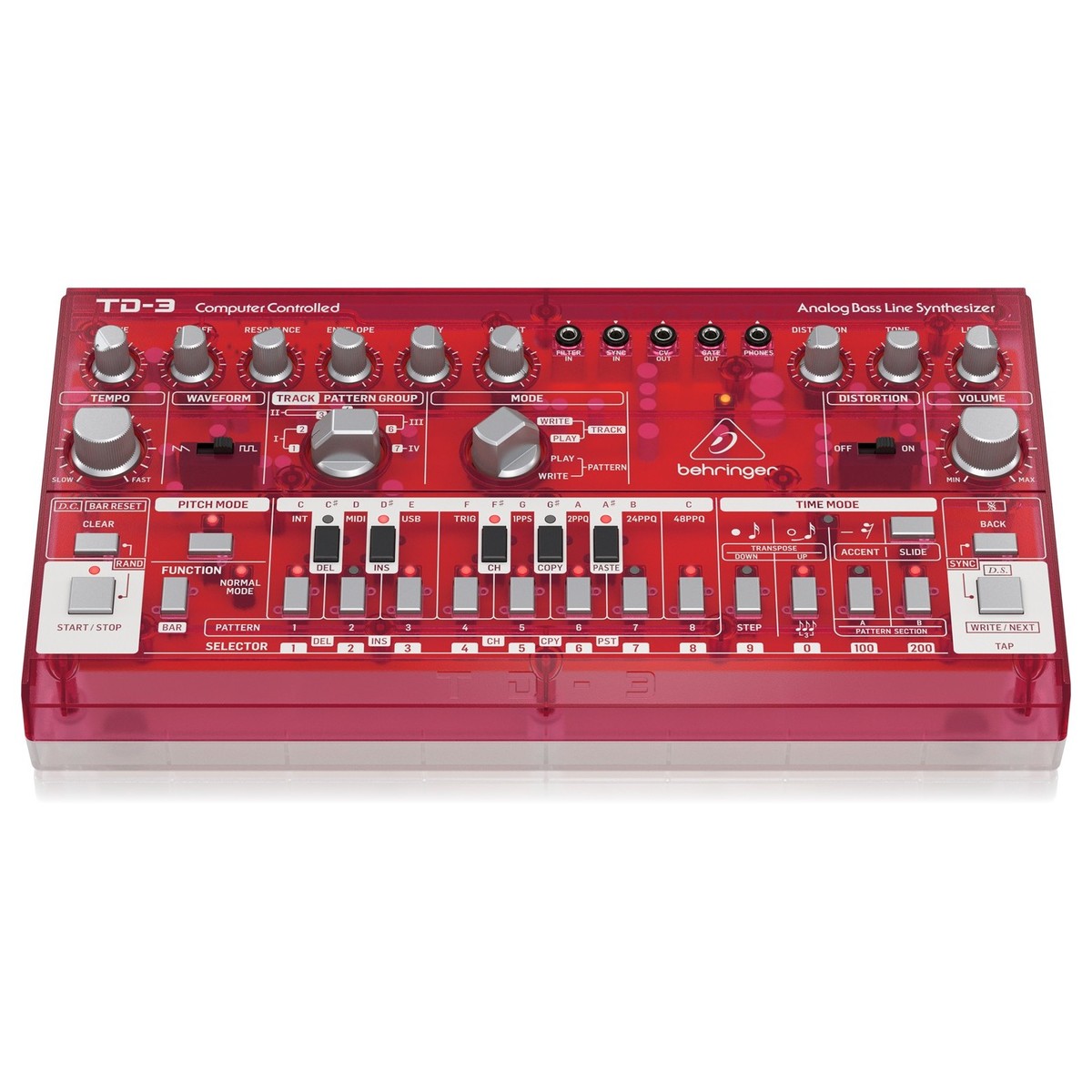 Behringer TD-3 Analog Bass Line Synthesizer Transparent Red - Image 3