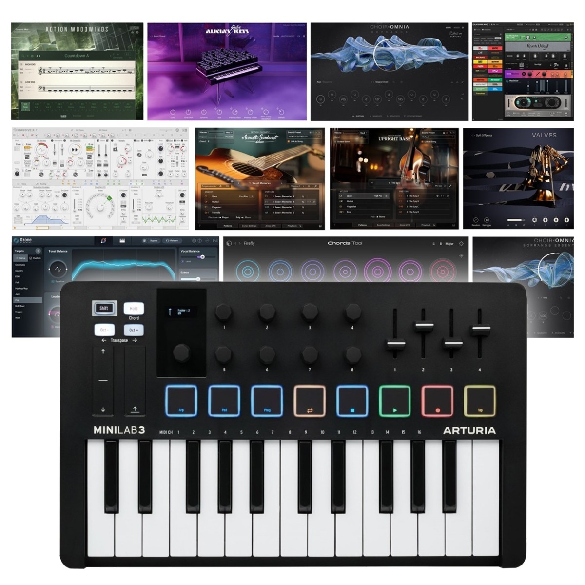 Arturia MiniLab 3 Black With Komplete 15 Ultimate Upgrade for Komplete Select (Boxed) MIDI Controller