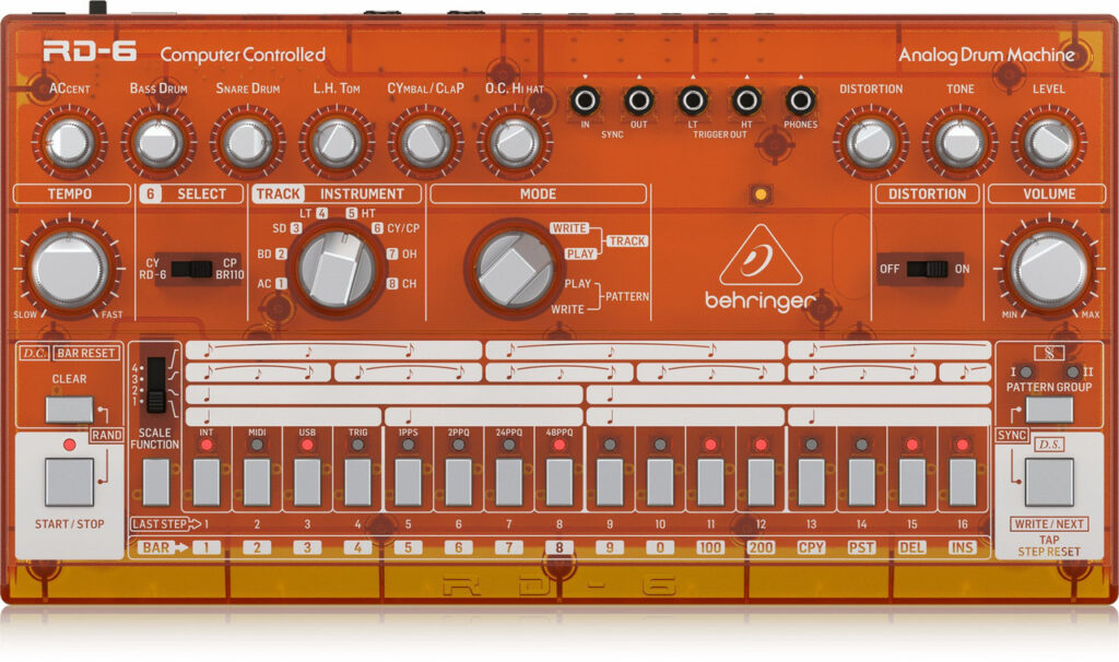 Behringer RD-6-TG Classic Analogue Drum Machine in Orange