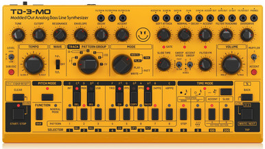 Behringer TD-3-MO-AM Modded Out Analogue Bass Line Synthesizer in Yellow