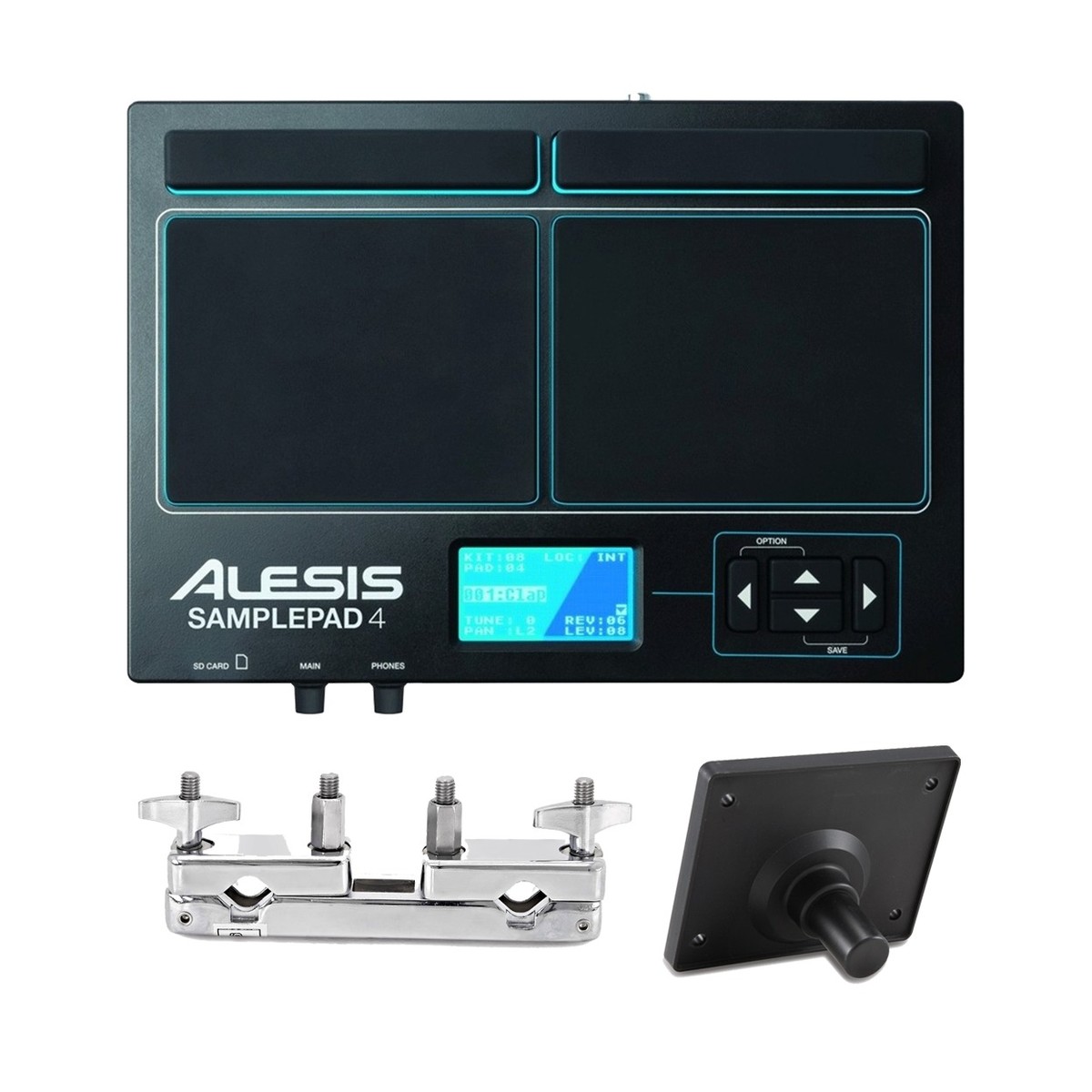 Alesis SamplePad 4 with Module Mount and Multi-Clamp