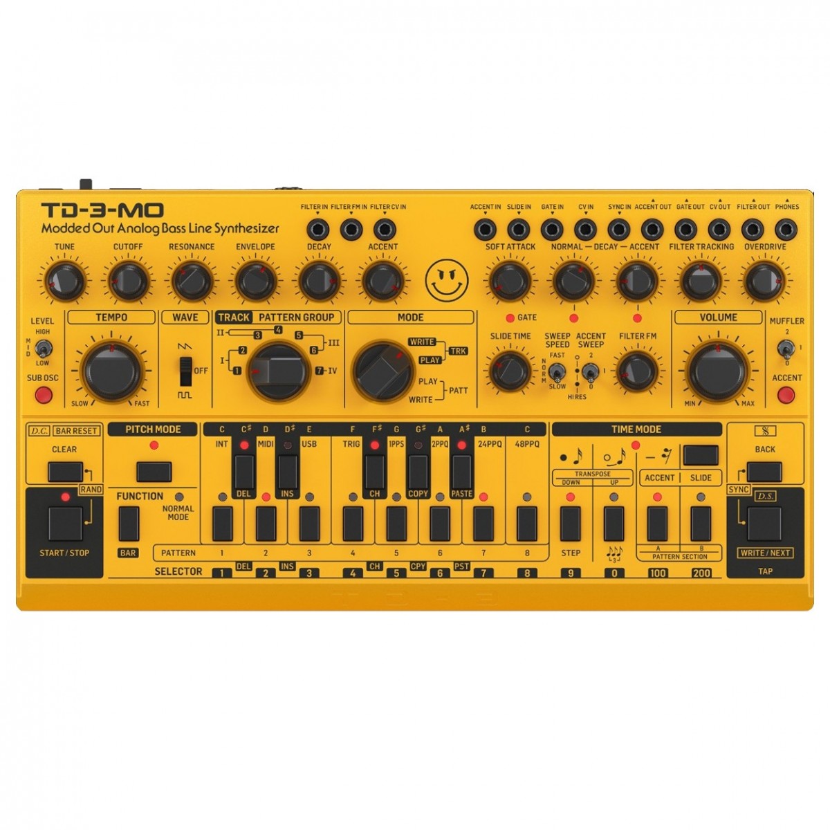 Behringer TD-3-MO Modded Out Analogue Bass Line Synthesizer Yellow