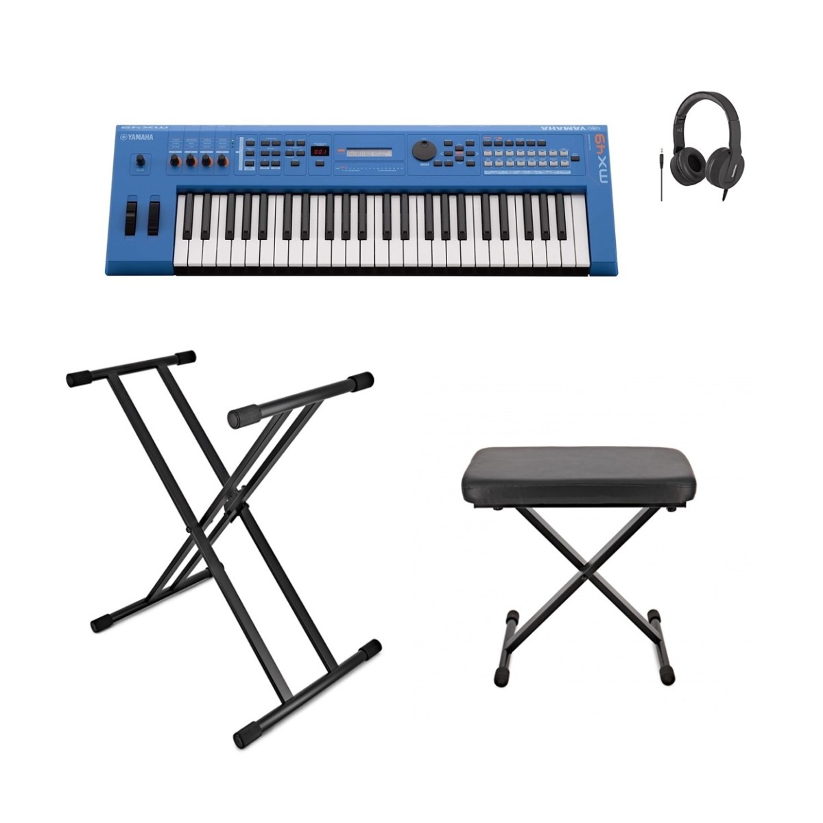 Yamaha MX49 II Music Production Synthesizer Package Blue