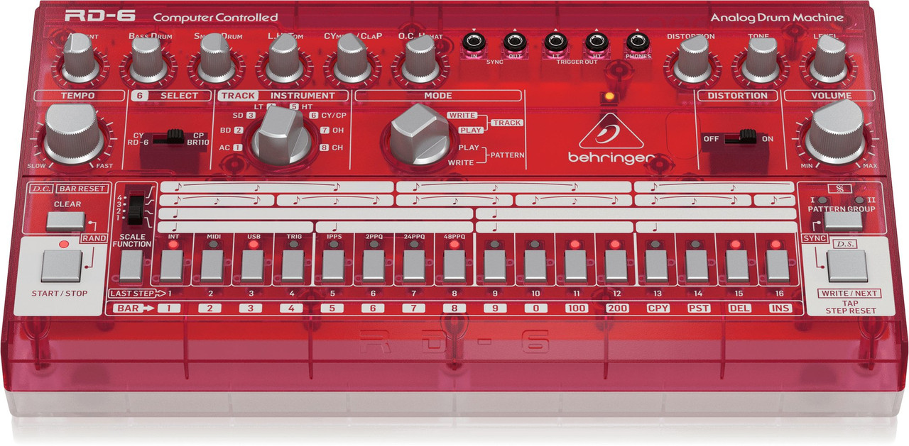 Behringer RD-6-SB Classic Analog Drum Machine in Bright Red