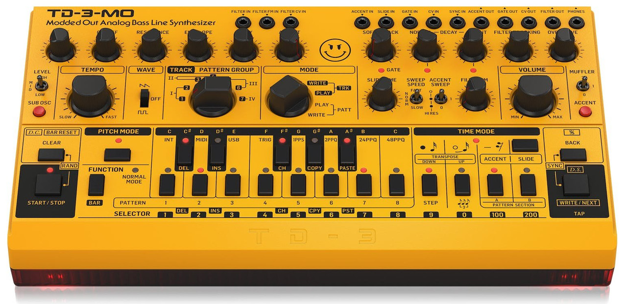 Behringer TD-3-MO-AM “Modded Out” Analog Bass Line Synthesizer in Yellow