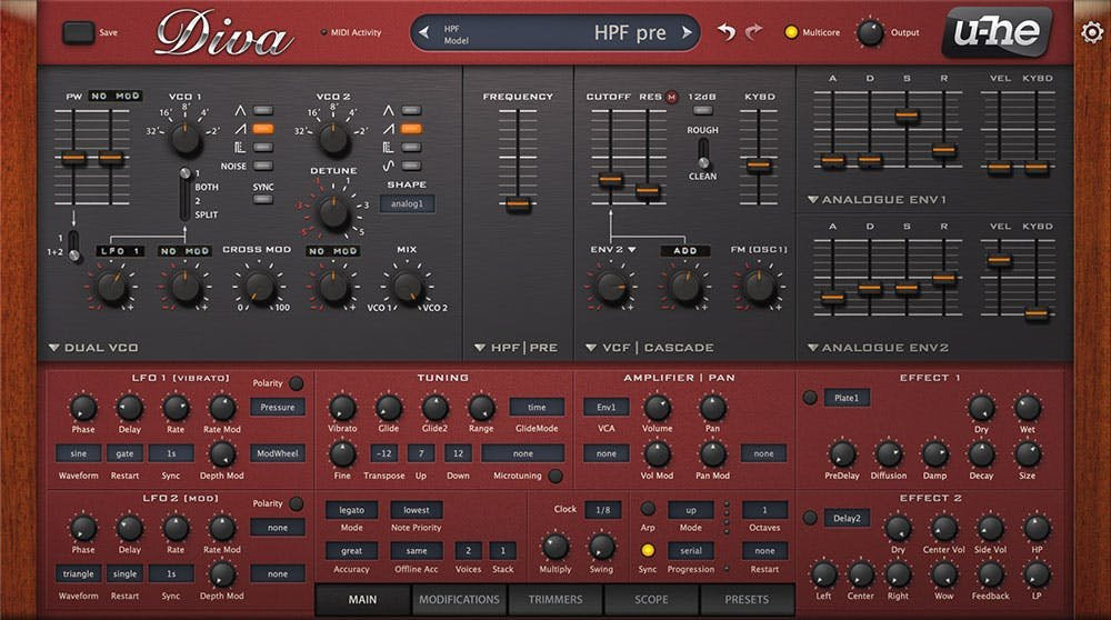 u-he Diva Virtual Analogue Synthesiser Plugin