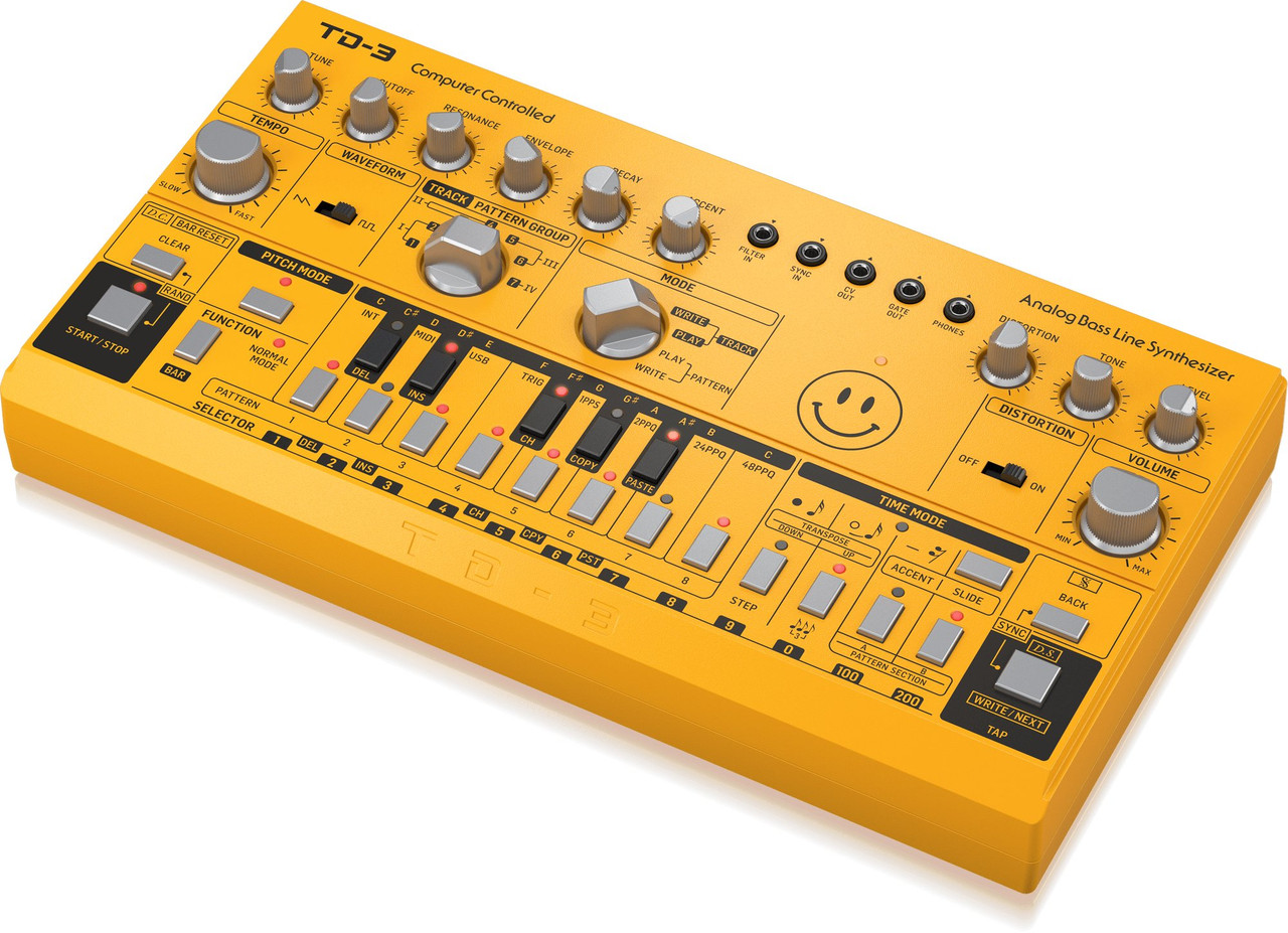 Behringer TD-3 Analog Bass Line Synth in Yellow