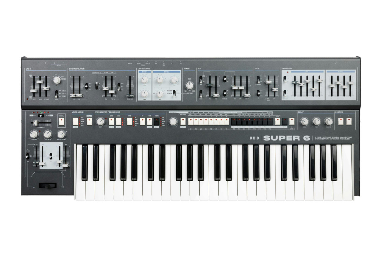 UDO Super 6 - 12 Voice Binaural Analogue Hybrid Synthesizer in Black - Image 2