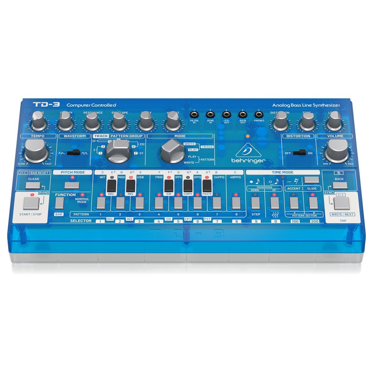 Behringer TD-3 Analog Bass Line Synthesizer Transparent Blue - Image 2