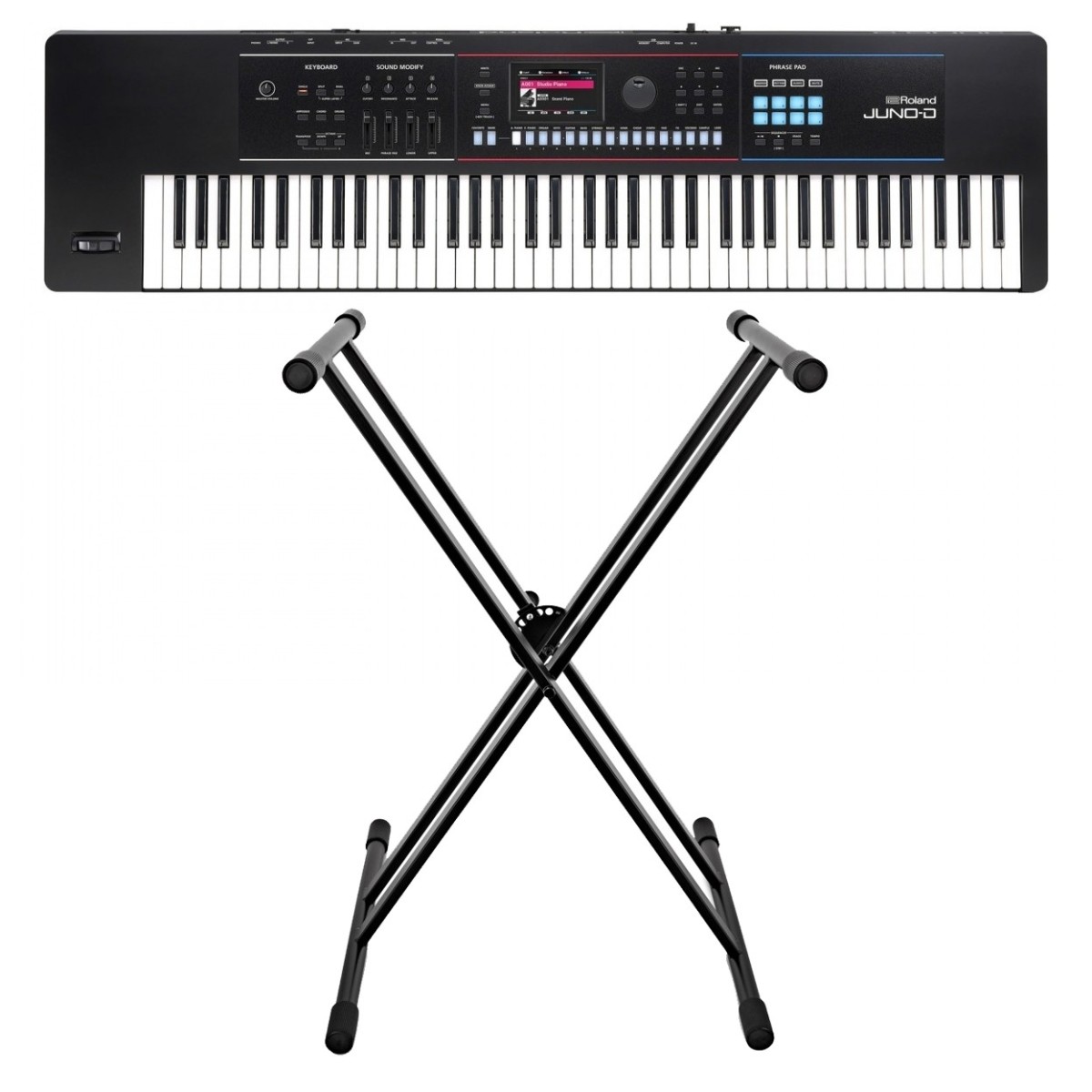 Roland Juno D-7 76 Key Portable Synthesizer with Stand - Image 1