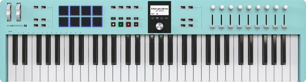 B Stock : Arturia KeyLab Essential 61 mk3 Aquamarine MIDI Keyboard & Controller - 001